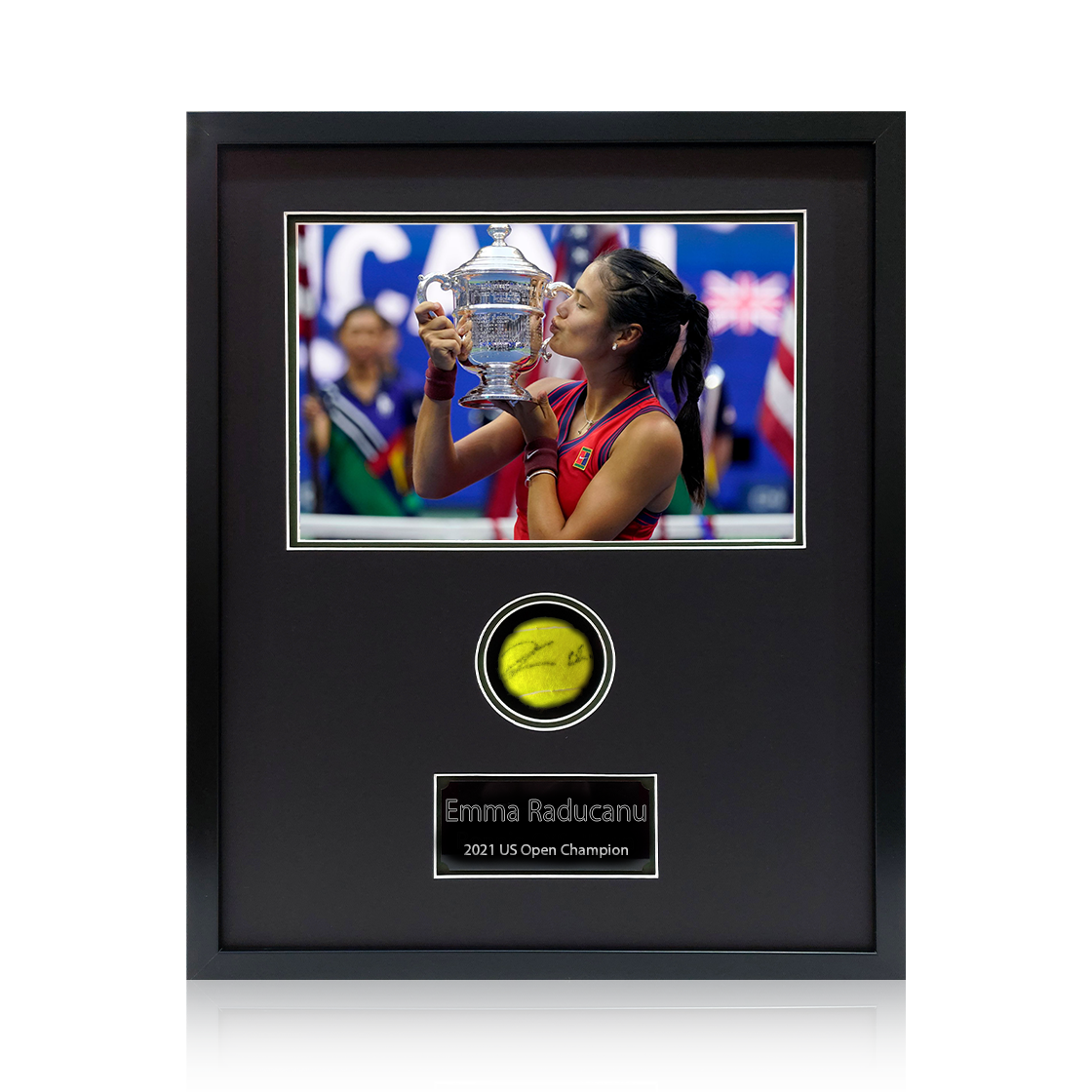 Emma Raducanu Signed Tennis Ball Compact Frame
