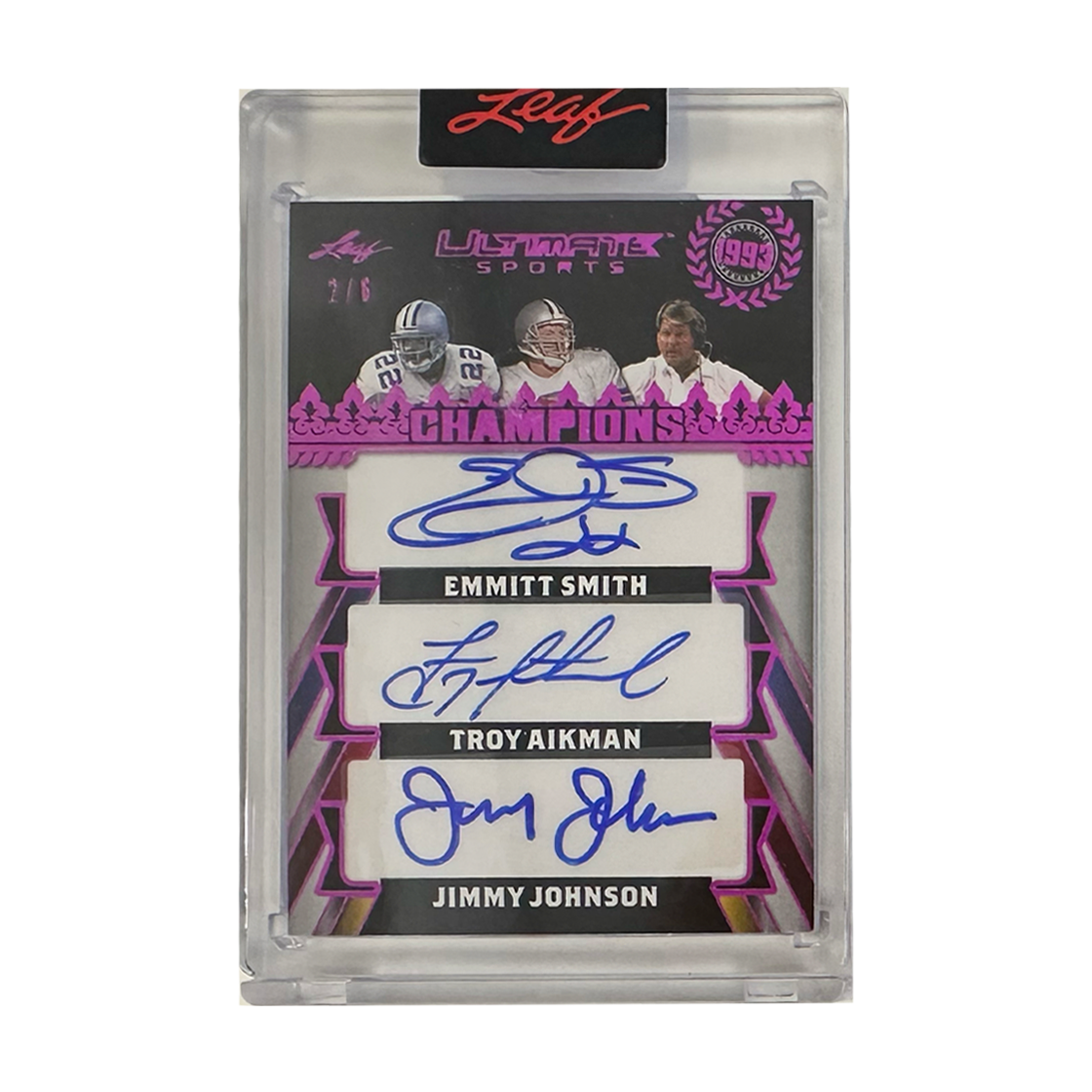 Leaf Champions Emmitt Smith, Troy Aikman & Jimmy Johnson 2/6