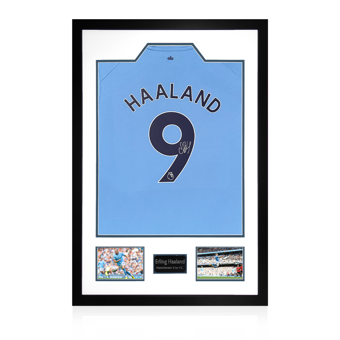 Erling Haaland Signed 22/23 Man City Shirt Premium Frame