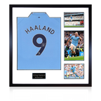 Erling Haaland Signed 22/23 Man City Shirt Elite Frame