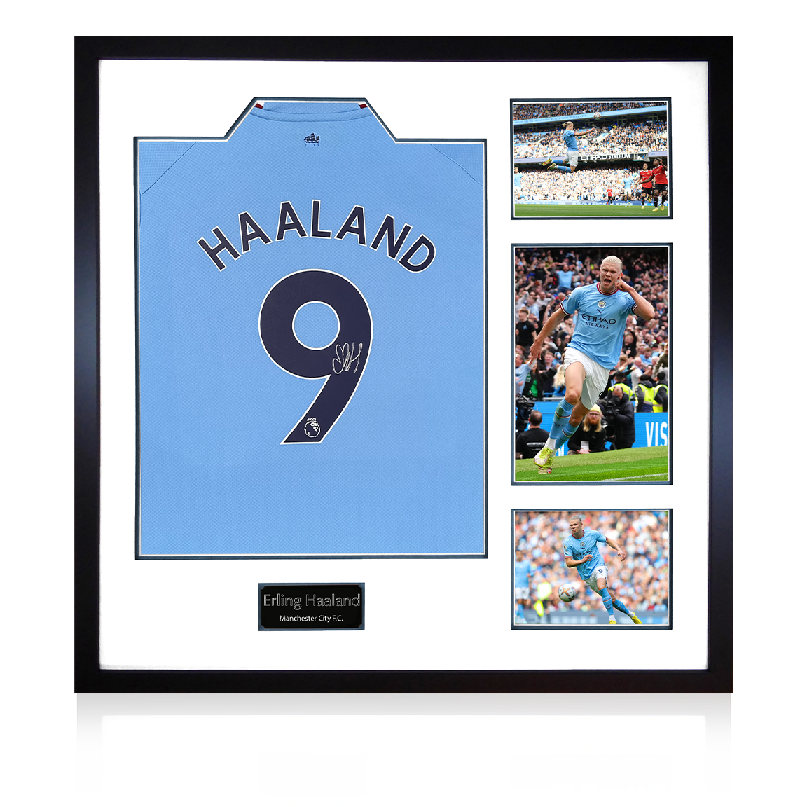 Erling Haaland Signed 22/23 Man City Shirt Elite Frame