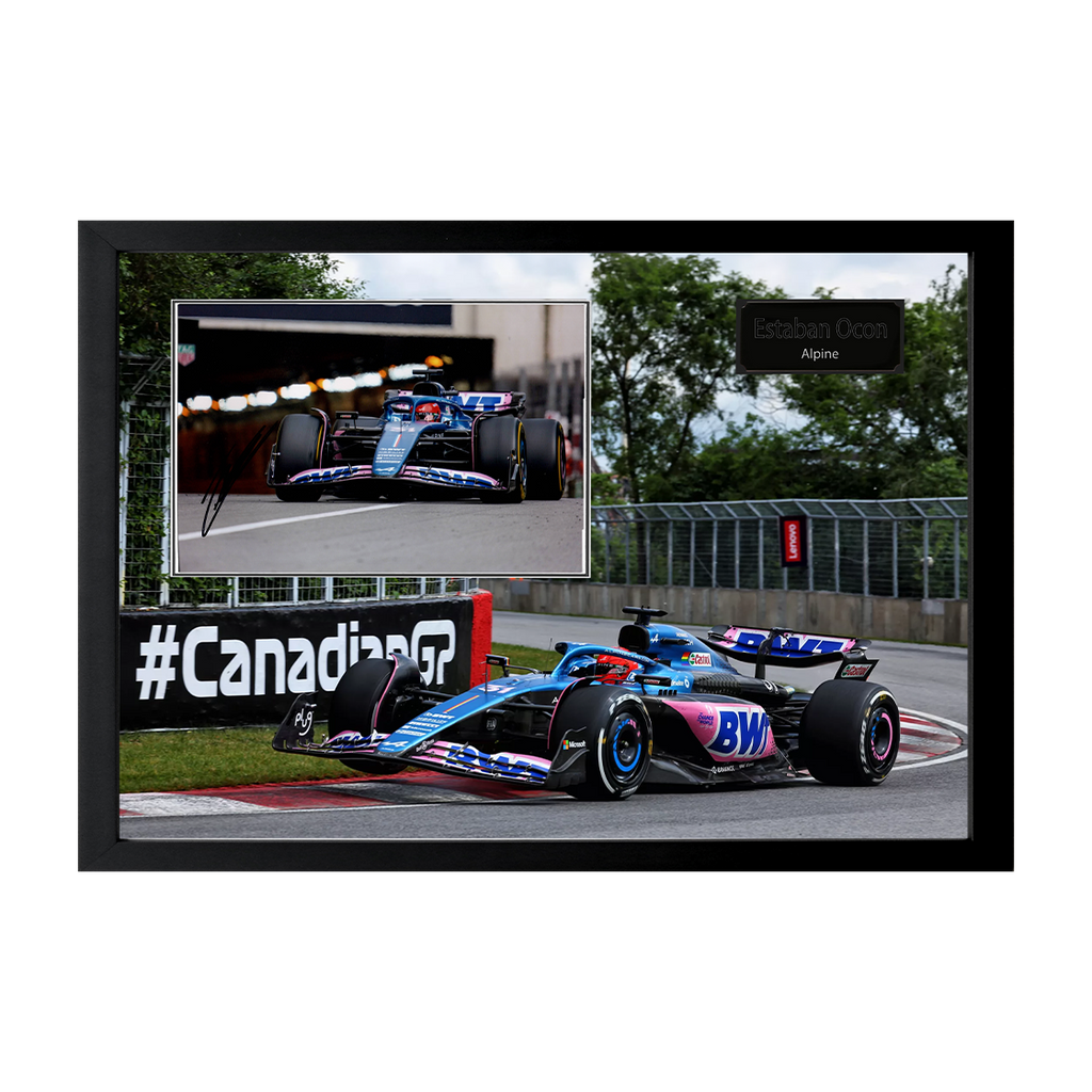Estaban Ocon Signed 16x12 Image Cut Iconic Frame (ACG Cert)