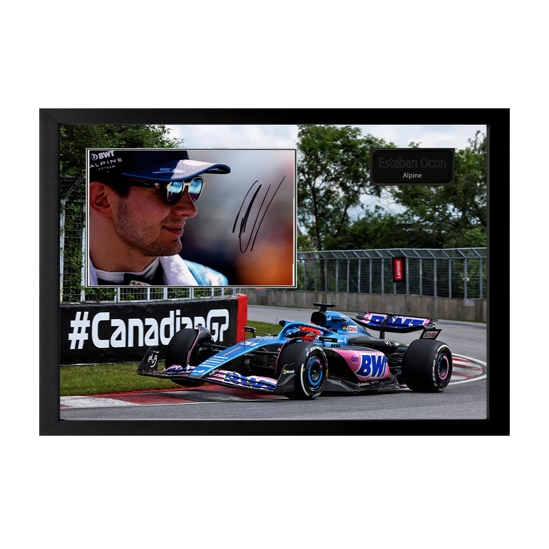 Estaban Ocon Signed 16x12 Image Cut Iconic Frame (ACG Cert)