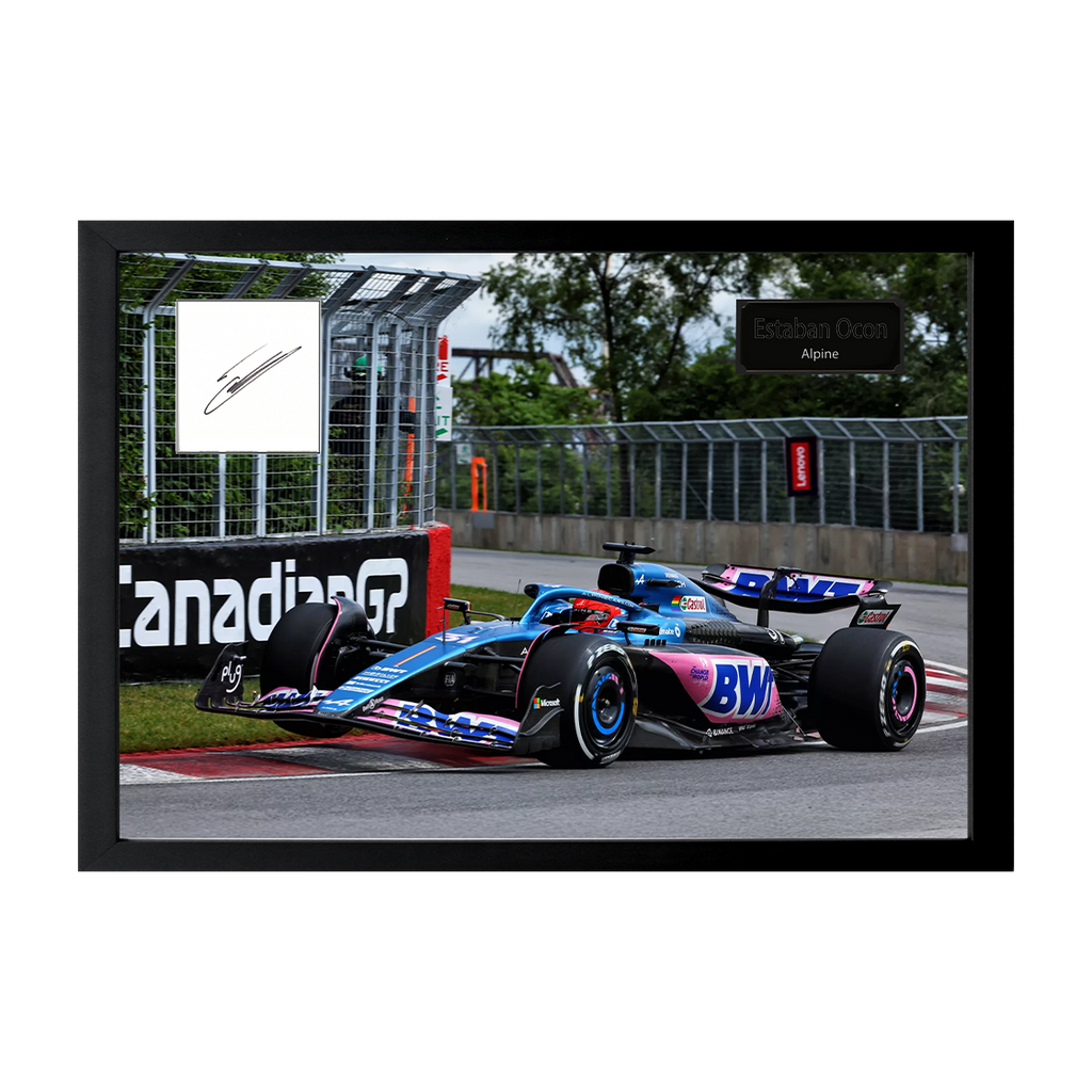 Estaban Ocon Signed 16x12 Image Cut Iconic Frame (ACG Cert)