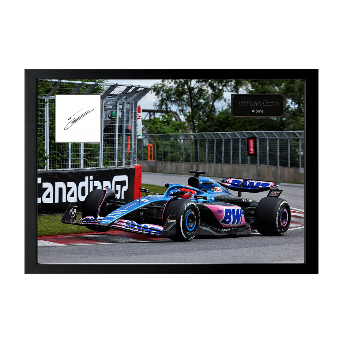 Estaban Ocon Signed 16x12 Image Cut Iconic Frame (ACG Cert)