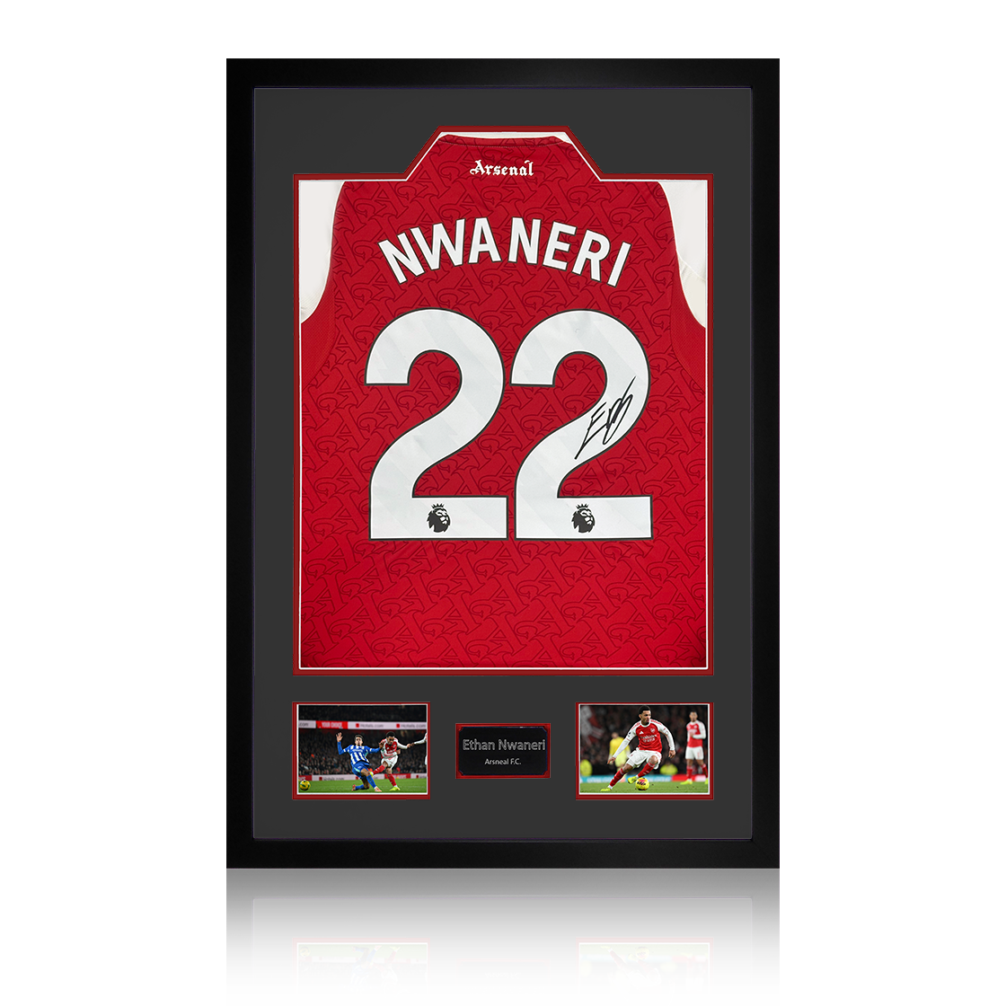 Ethan Nwaneri Signed Arsenal Shirt Premium Frame