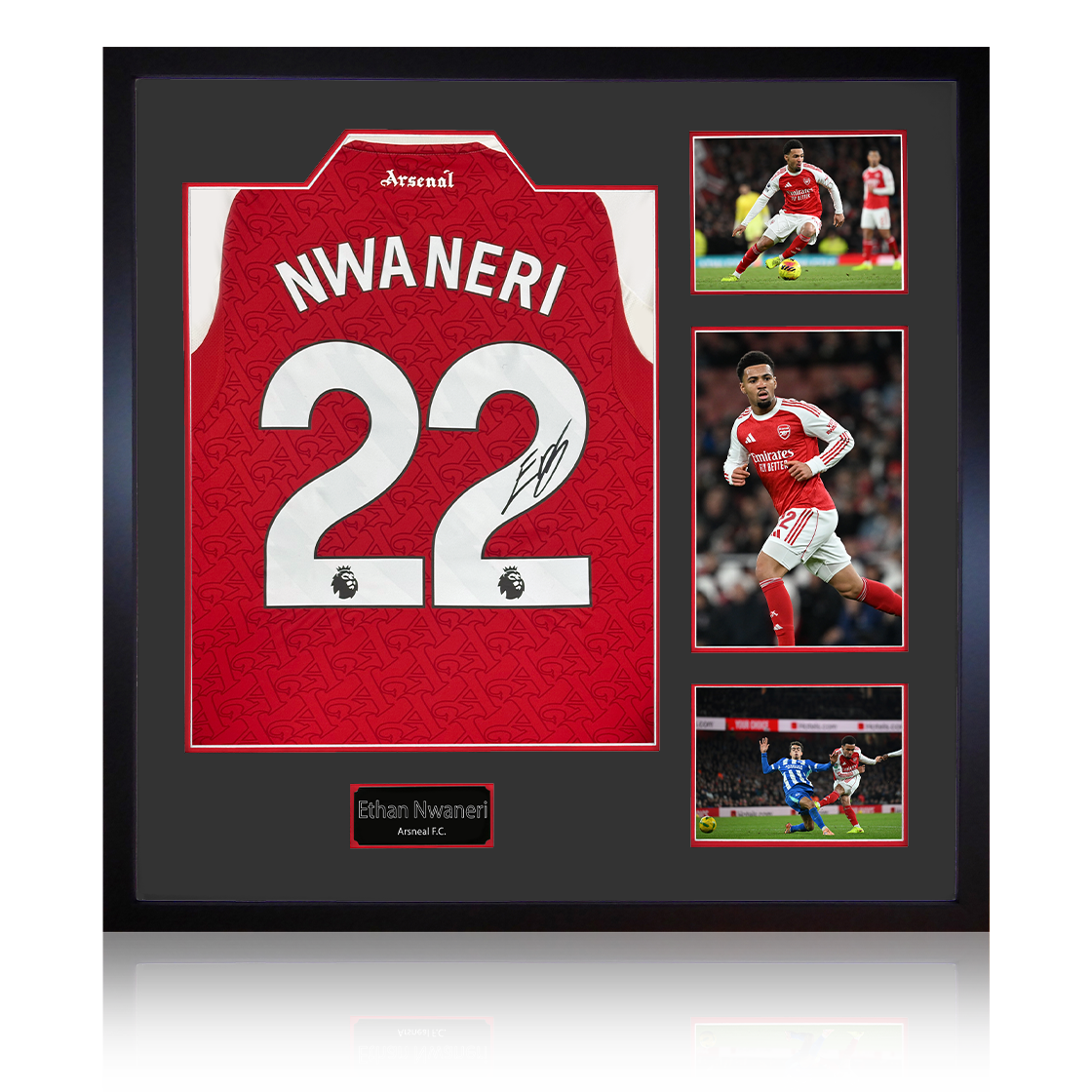 Ethan Nwaneri Signed Arsenal Shirt Elite Frame
