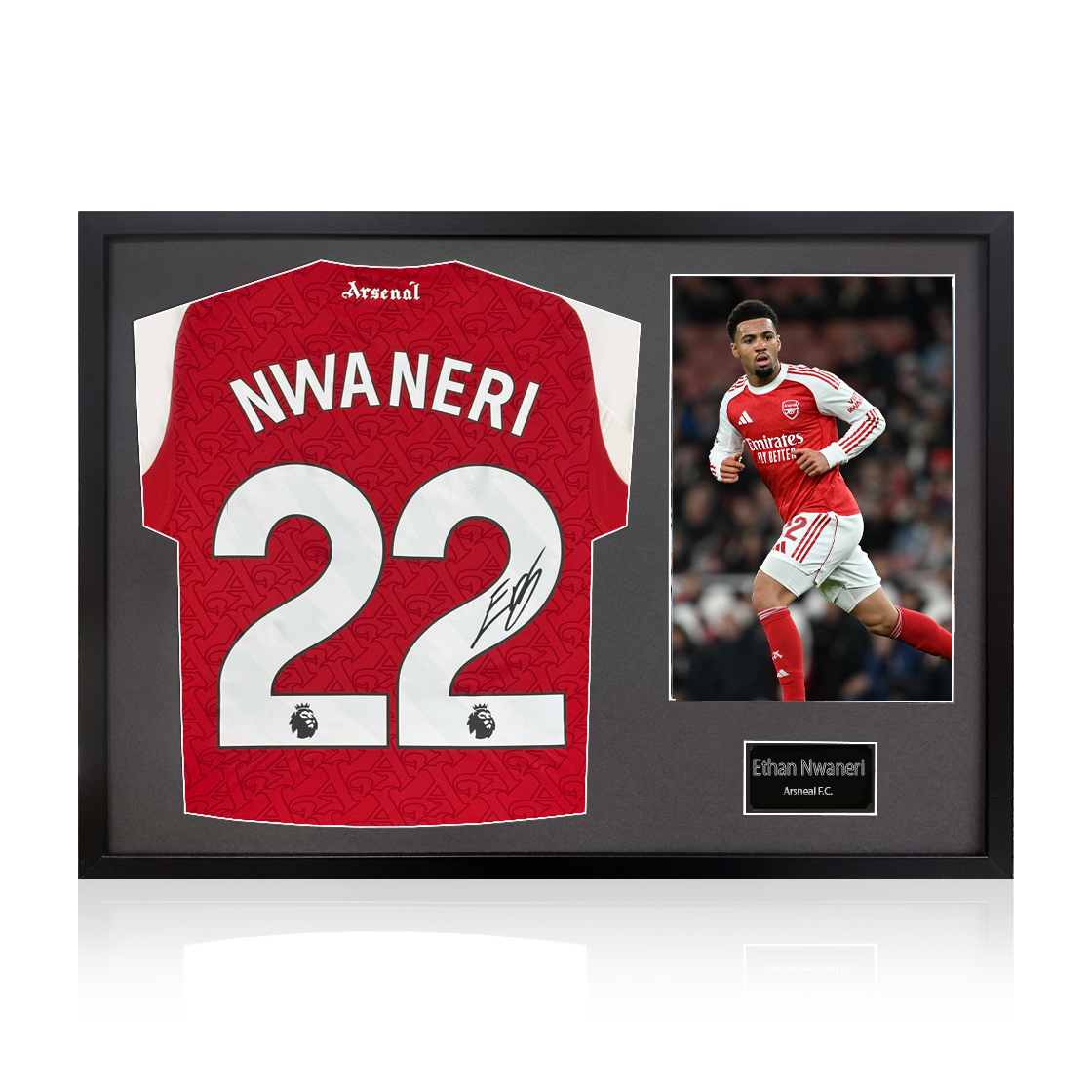 Ethan Nwaneri Signed Arsenal Shirt Classic Frame