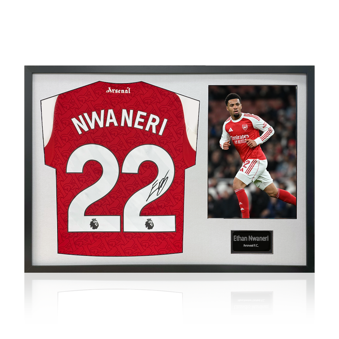 Ethan Nwaneri Signed Arsenal Shirt Classic Frame