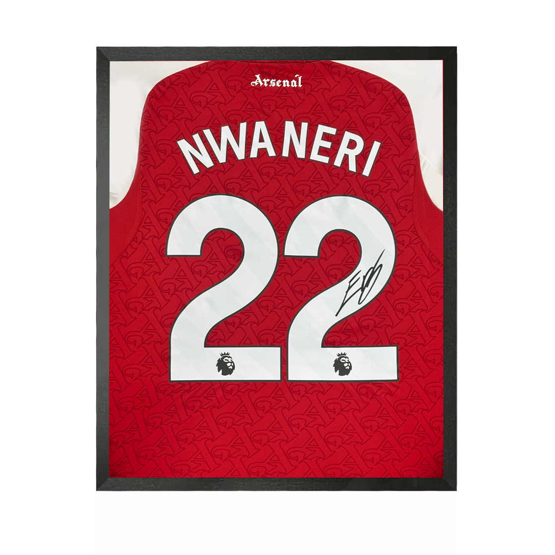 Ethan Nwaneri Signed Arsenal Shirt Compact Frame