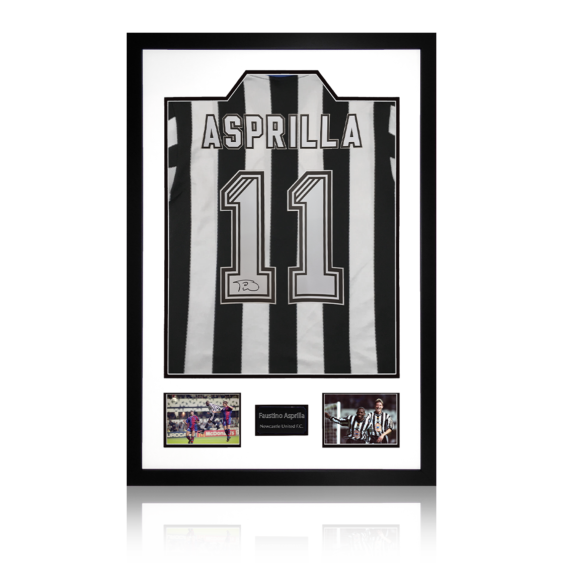 Faustino Asprilla Signed Newcastle United Shirt Premium Frame