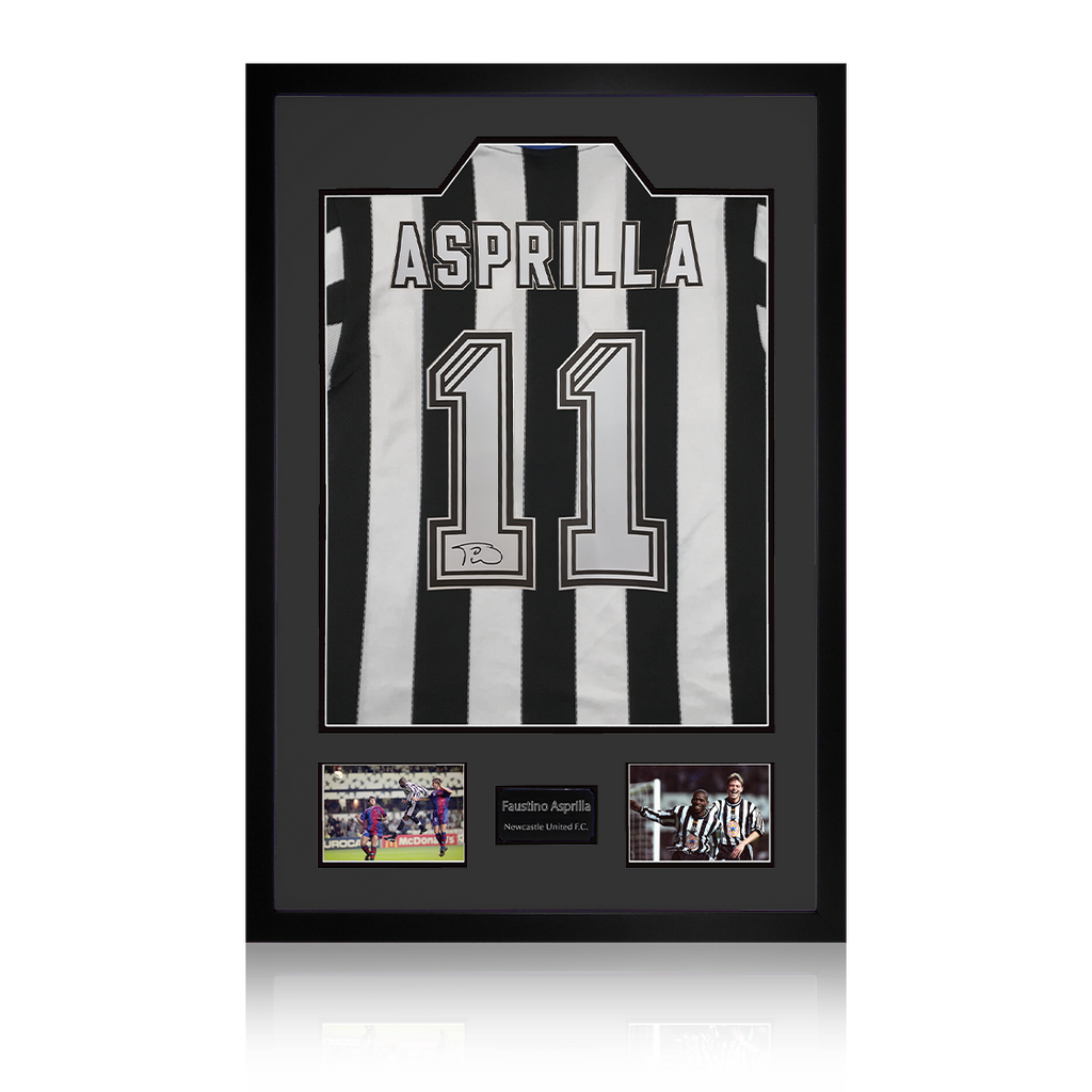 Faustino Asprilla Signed Newcastle United Shirt Premium Frame
