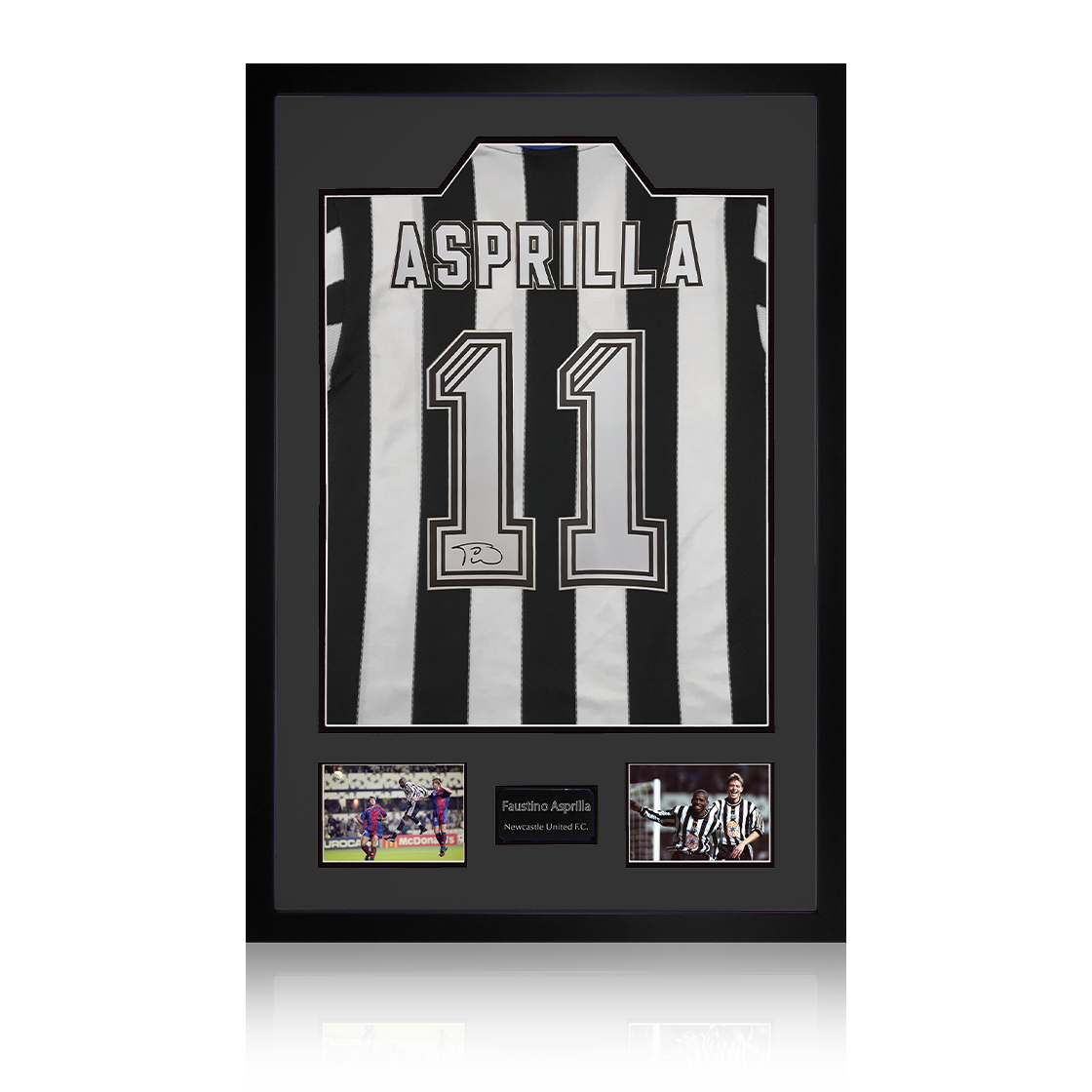 Faustino Asprilla Signed Newcastle United Shirt Premium Frame