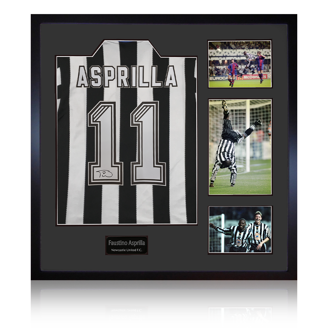 Faustino Asprilla Signed Newcastle United Shirt Elite Frame