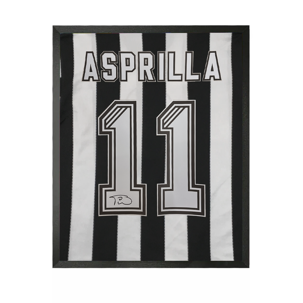 Faustino Asprilla Signed Newcastle United Shirt Compact Frame