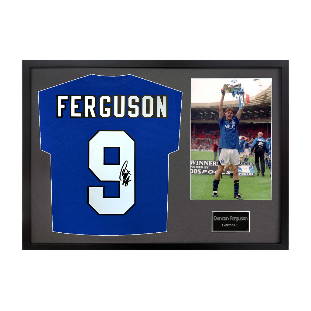 Duncan Ferguson Signed Everton Shirt Classic Frame