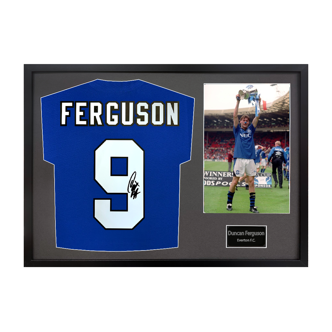 Duncan Ferguson Signed Everton Shirt Classic Frame