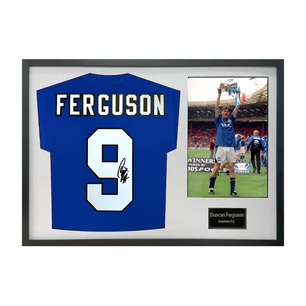 Duncan Ferguson Signed Everton Shirt Classic Frame