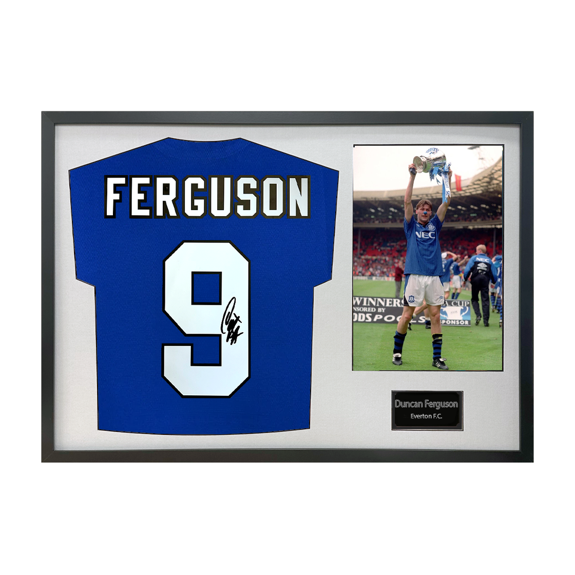 Duncan Ferguson Signed Everton Shirt Classic Frame