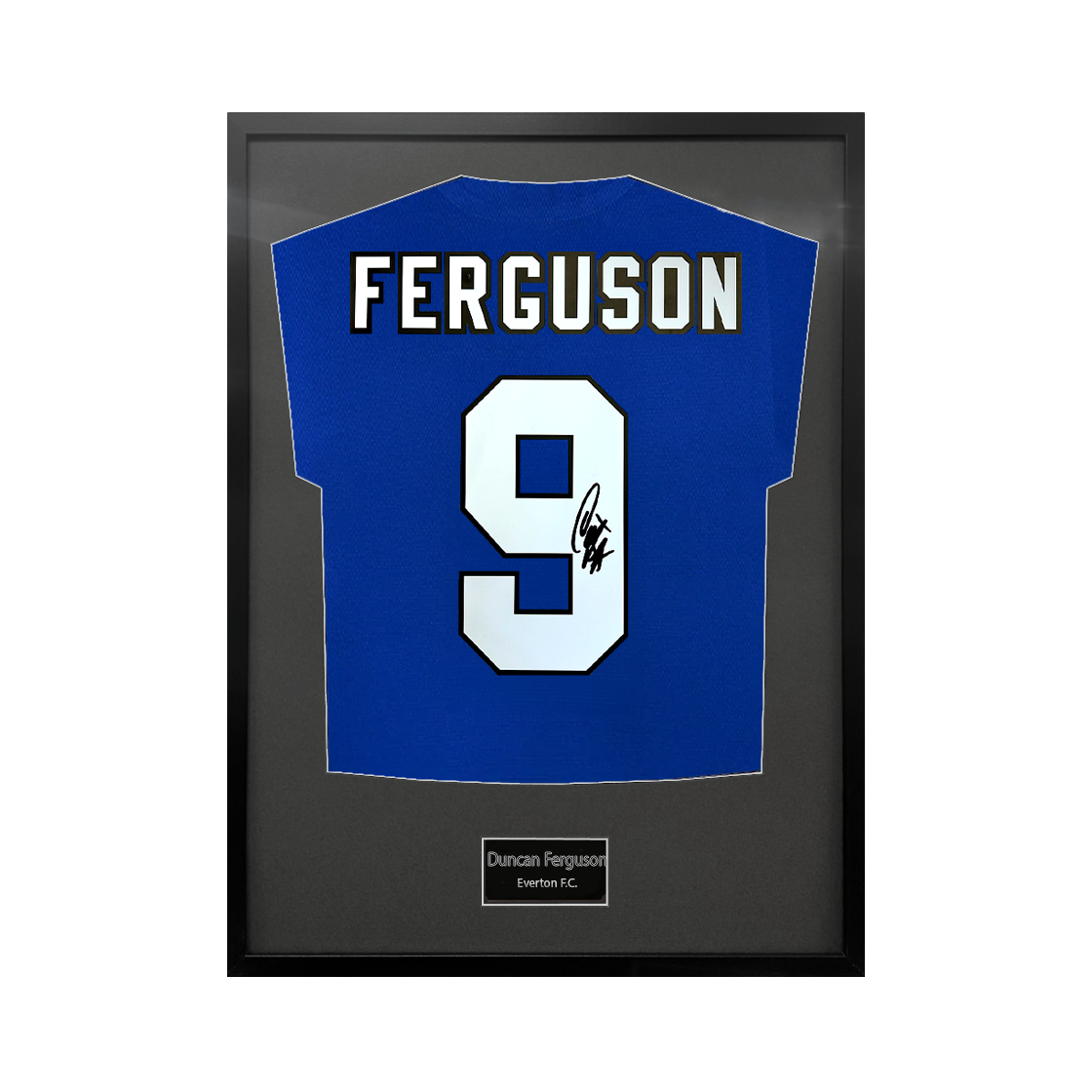 Duncan Ferguson Signed Everton Shirt Standard Frame