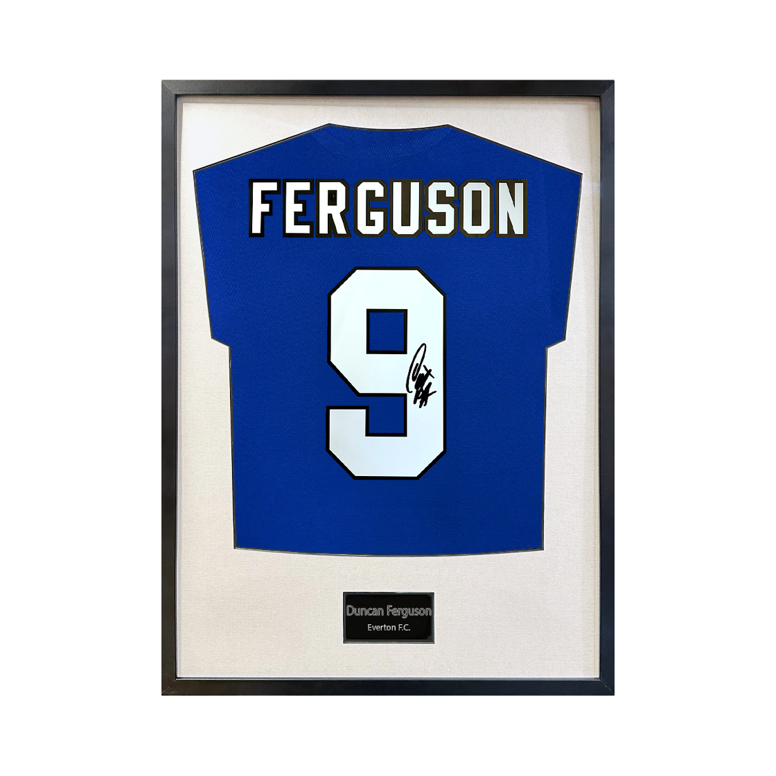 Duncan Ferguson Signed Everton Shirt Standard Frame