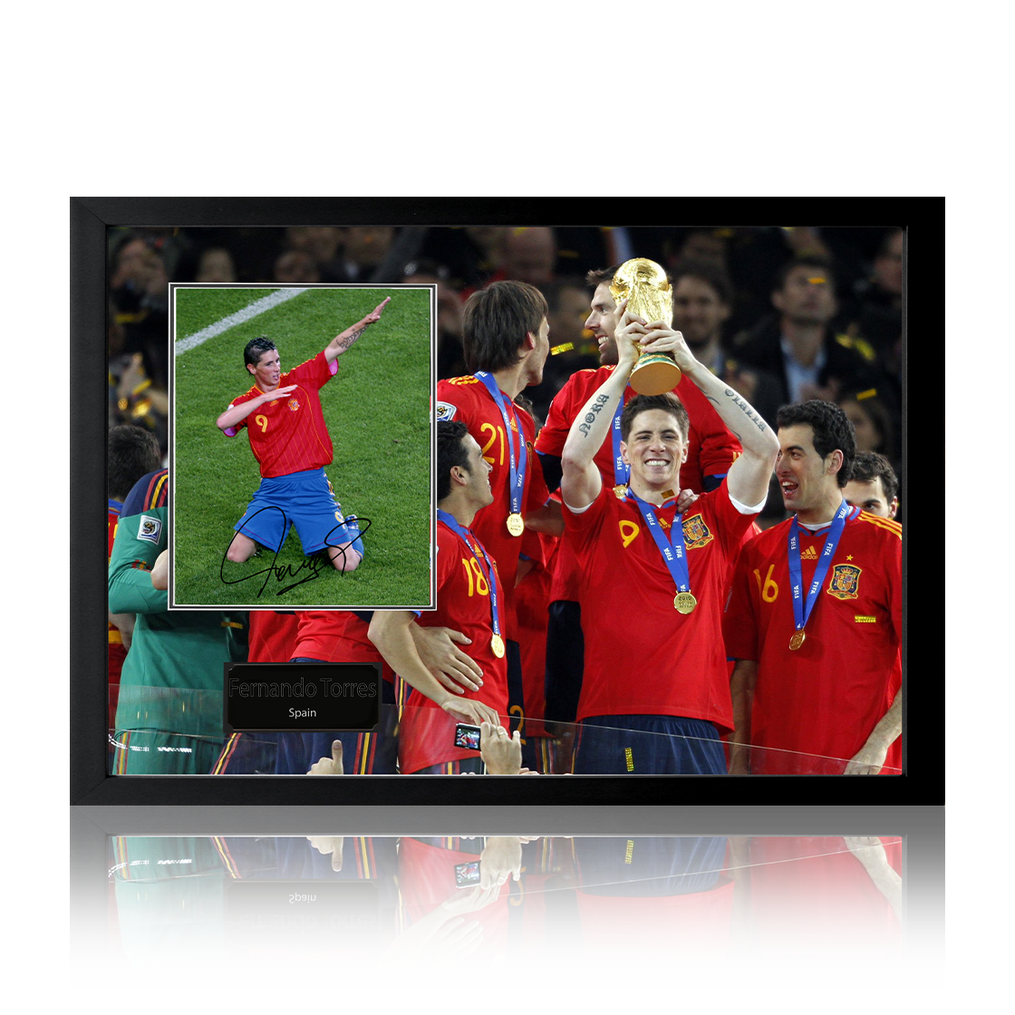 Fernando Torres Signed Spain Image Iconic Frame