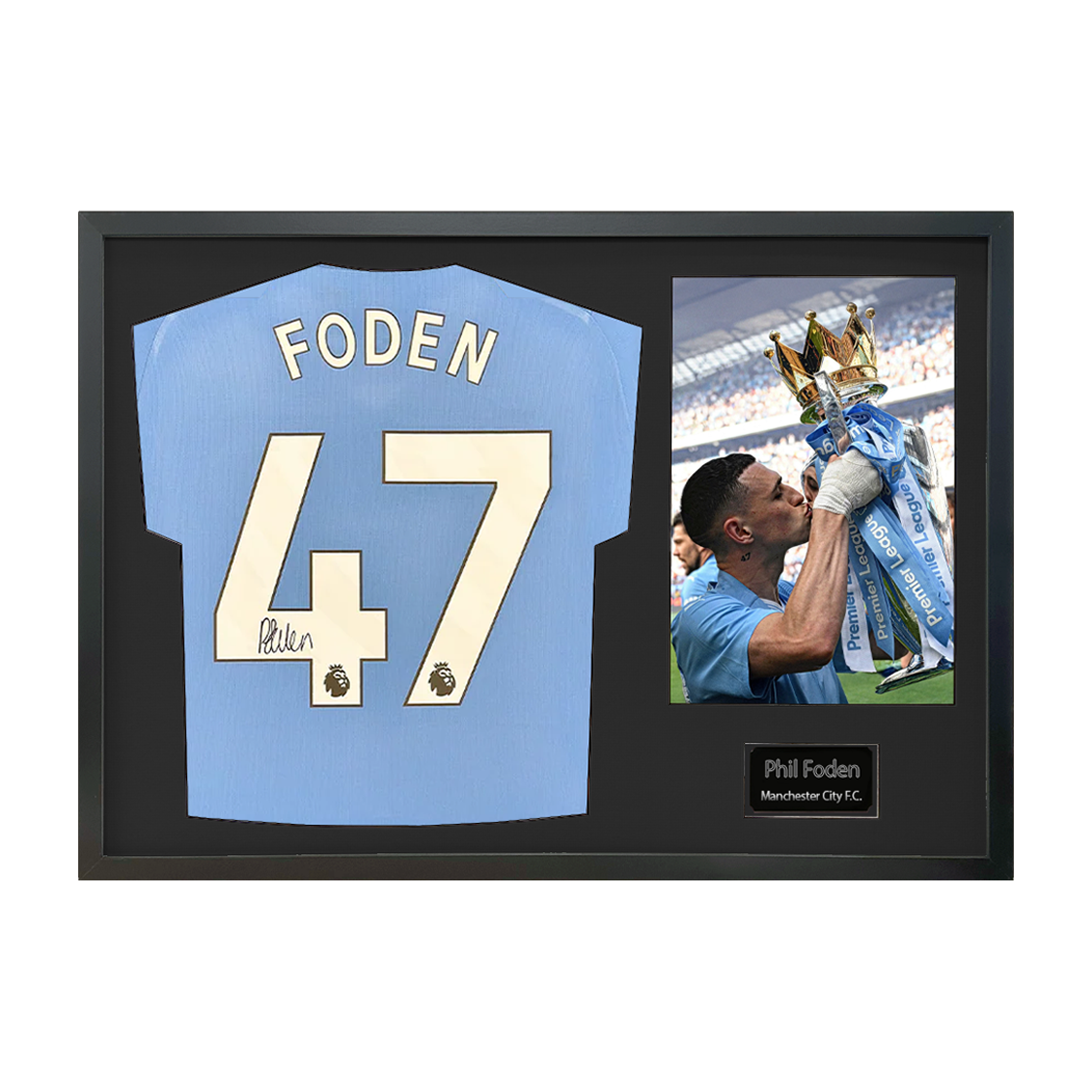 Phil Foden Signed Manchester City Shirt Classic Frame