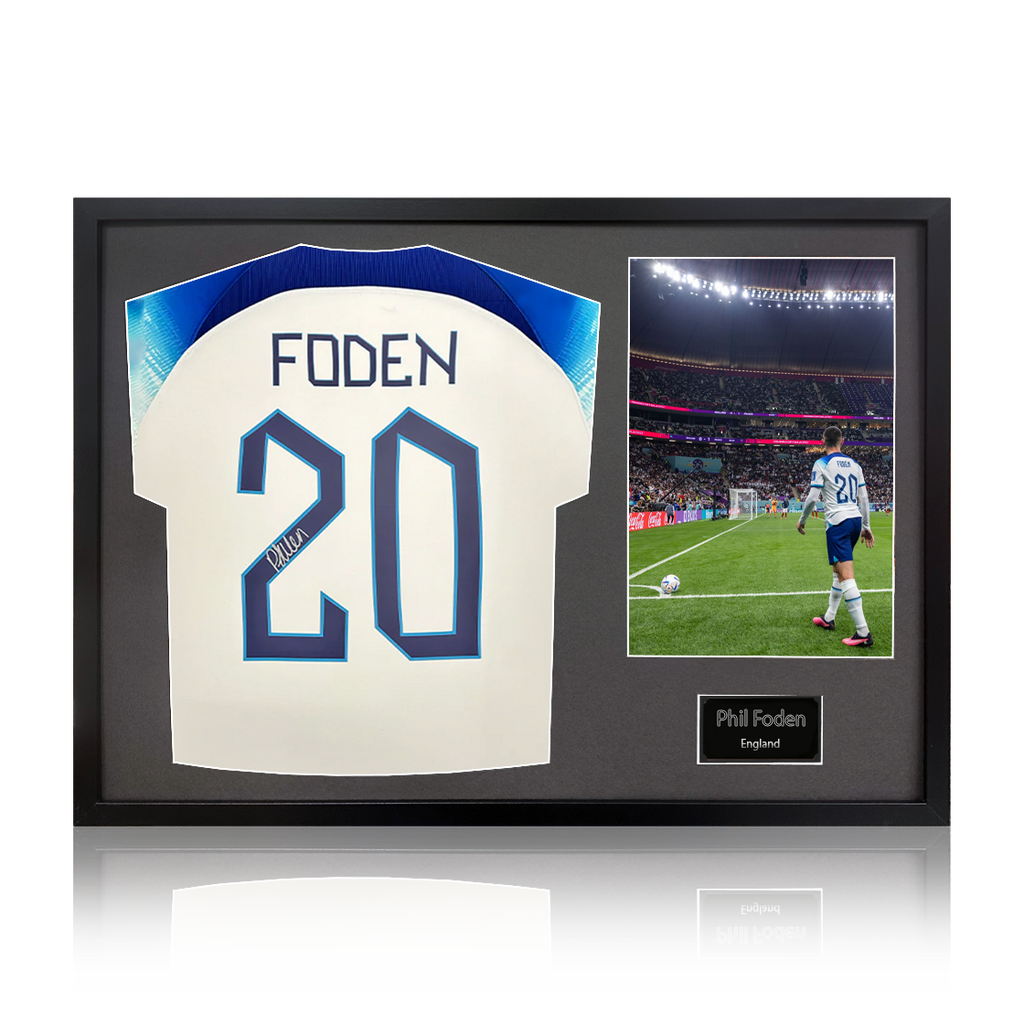 Phil Foden Signed England Shirt Classic Frame