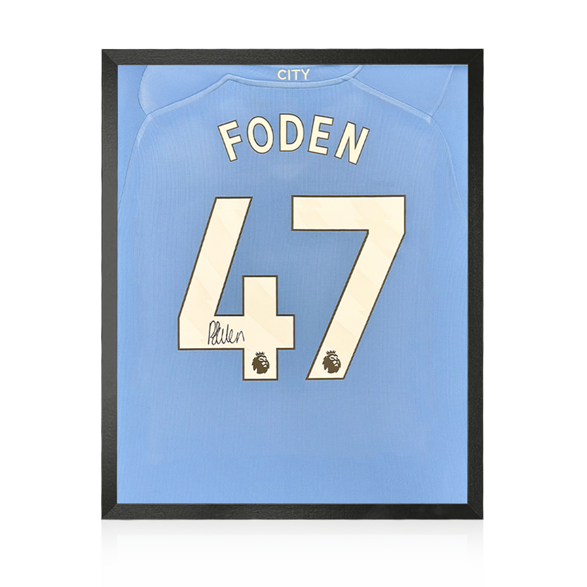 Phil Foden Signed 23/24 Manchester City Shirt Compact Display
