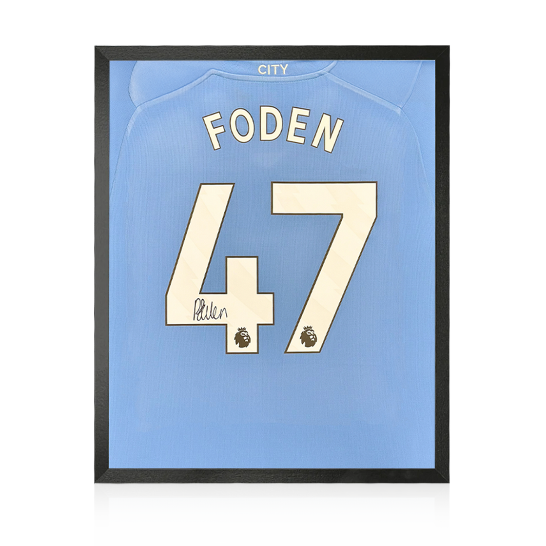 Phil Foden Signed 23/24 Manchester City Shirt Compact Display