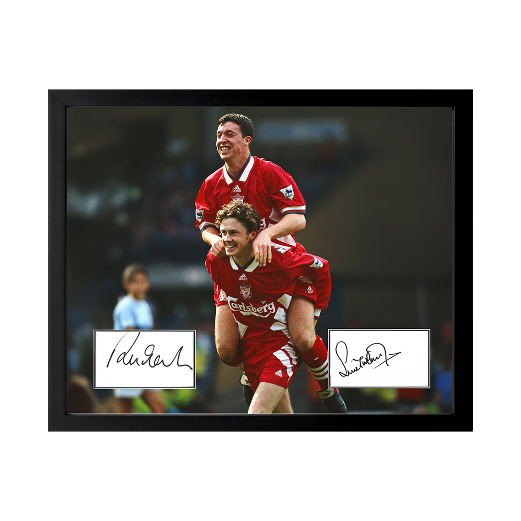 Steve McManaman & Robbie Folwer Signed Liverpool Cut Deluxe Mount Frame