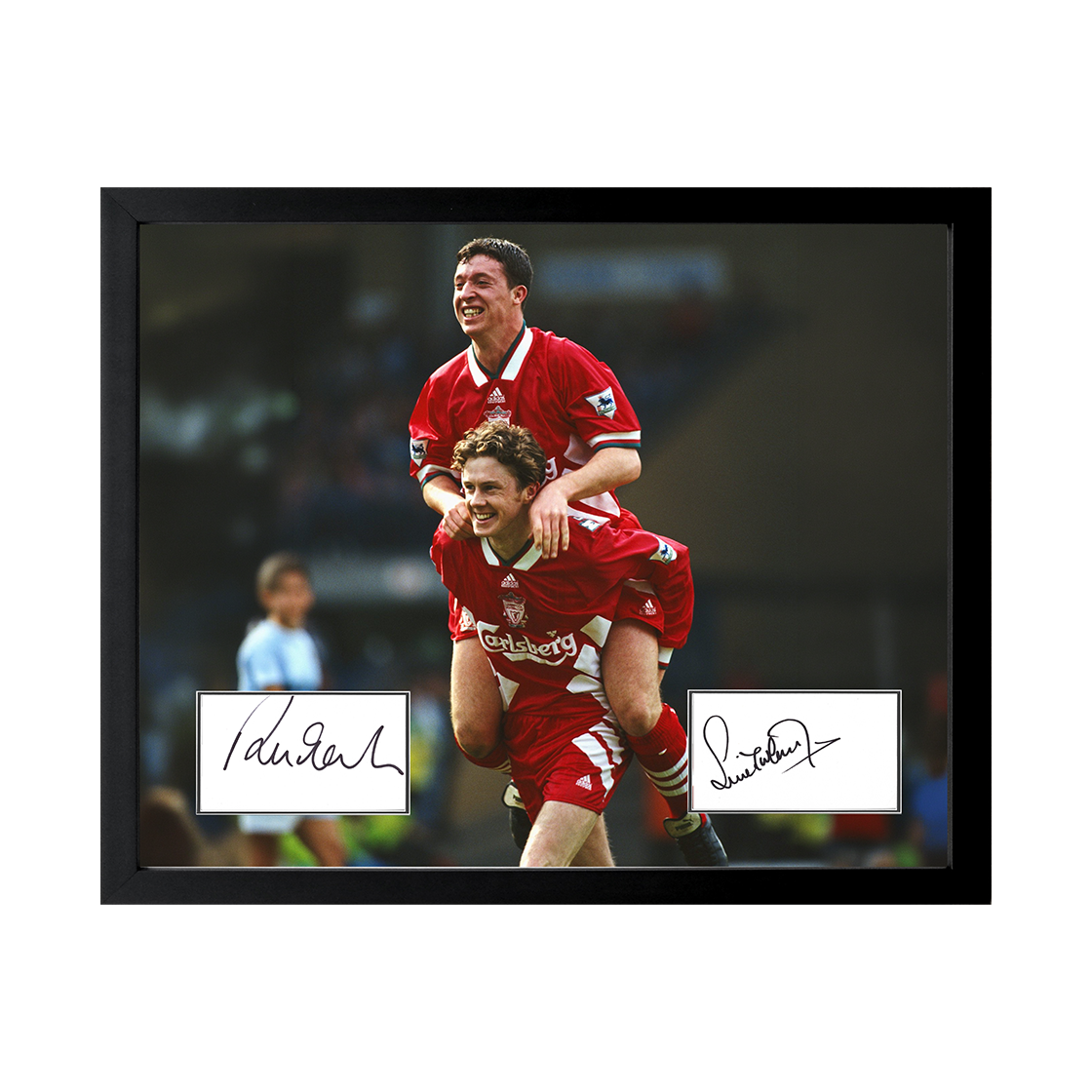 Steve McManaman & Robbie Folwer Signed Liverpool Cut Deluxe Mount Frame