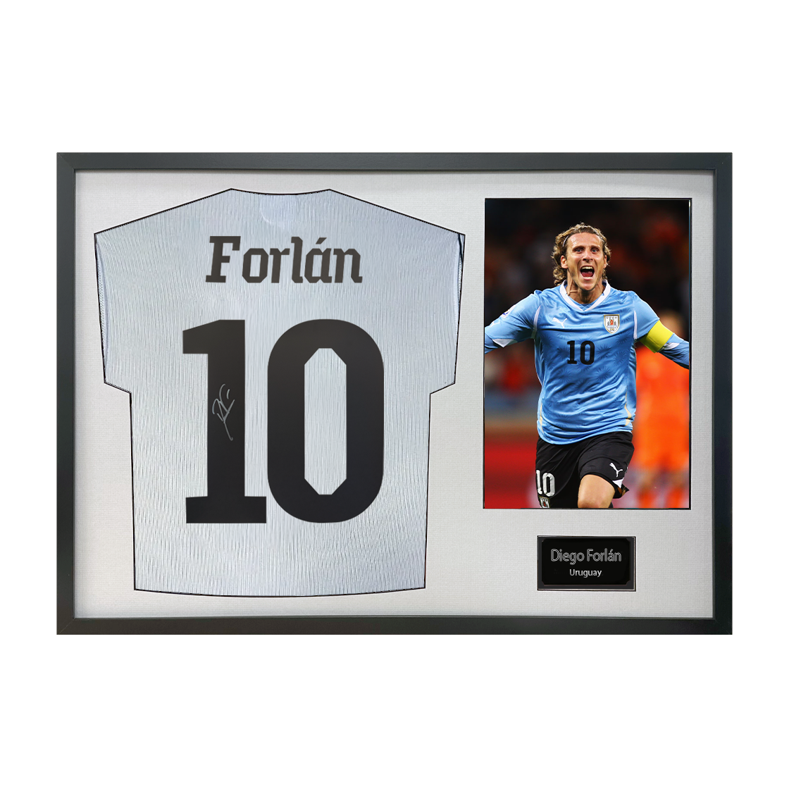 Diego Forlan Signed Uruguay Shirt Classic Frame