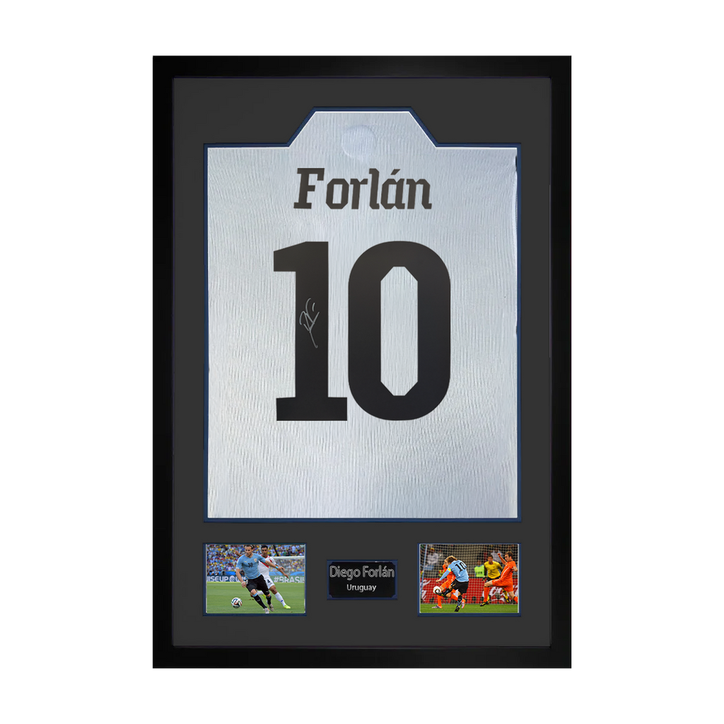 Diego Forlan Signed Uruguay Shirt Premium Frame