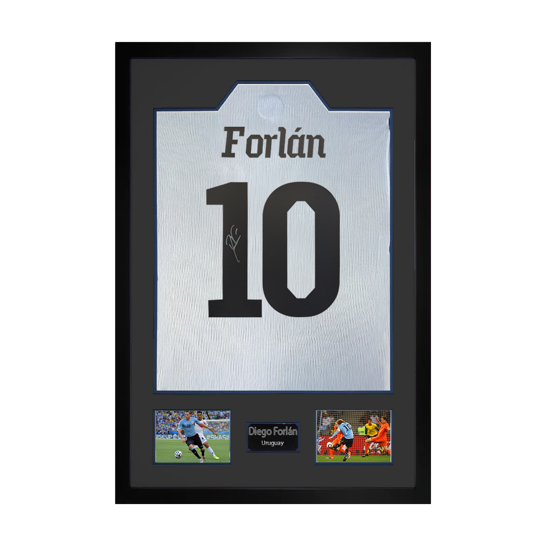 Diego Forlan Signed Uruguay Shirt Premium Frame