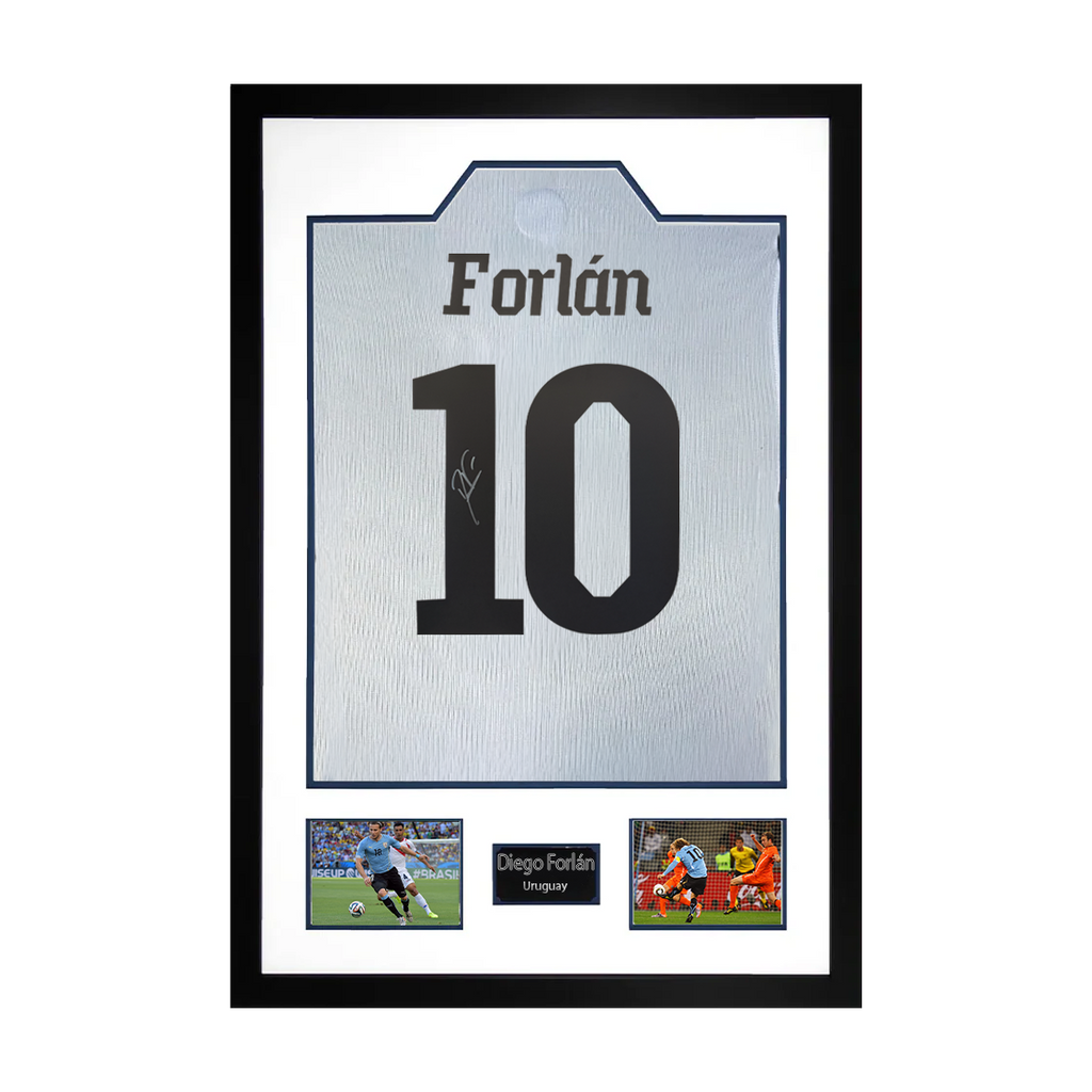 Diego Forlan Signed Uruguay Shirt Premium Frame
