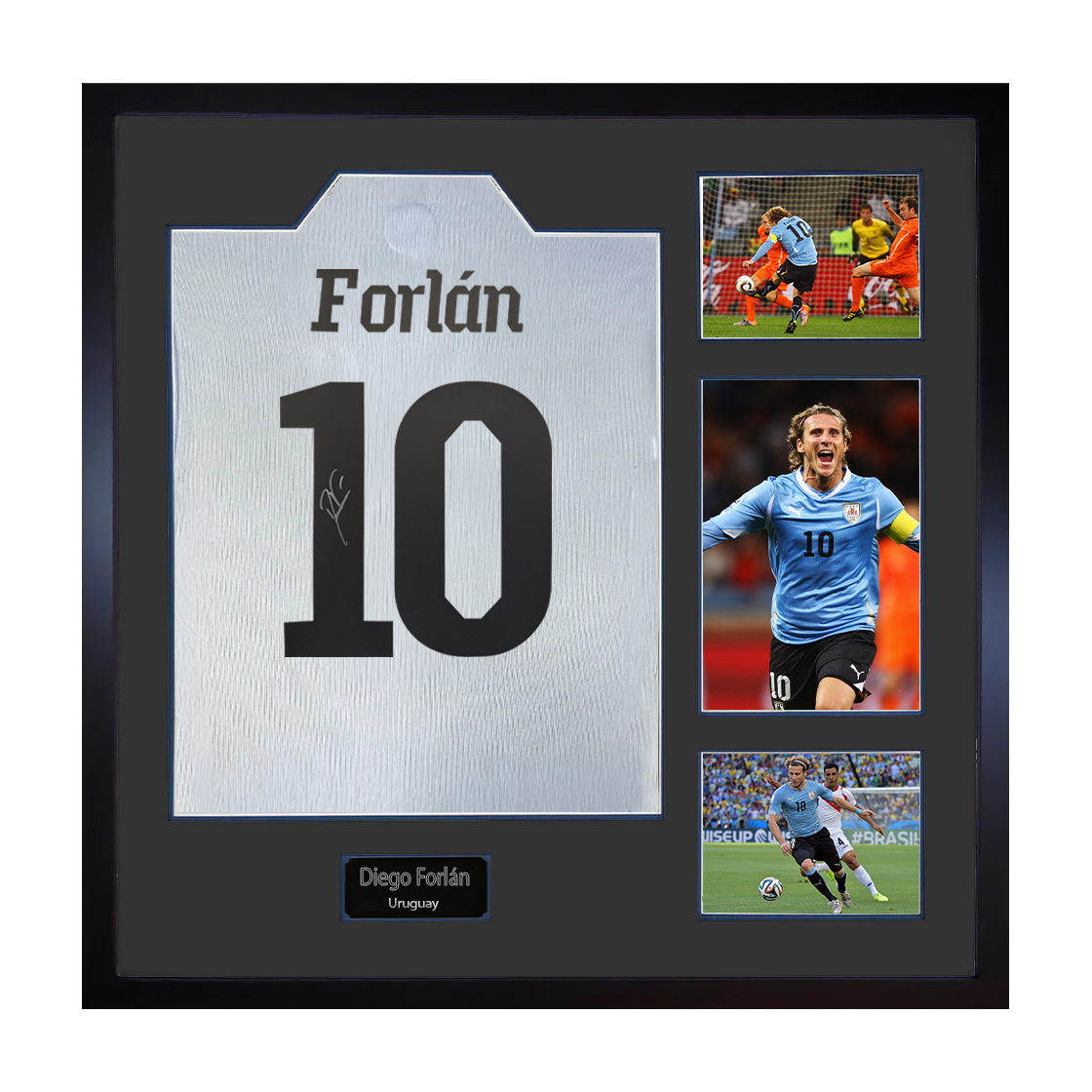 Diego Forlan Signed Uruguay Shirt Elite Frame