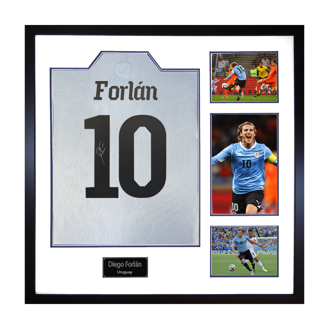 Diego Forlan Signed Uruguay Shirt Elite Frame