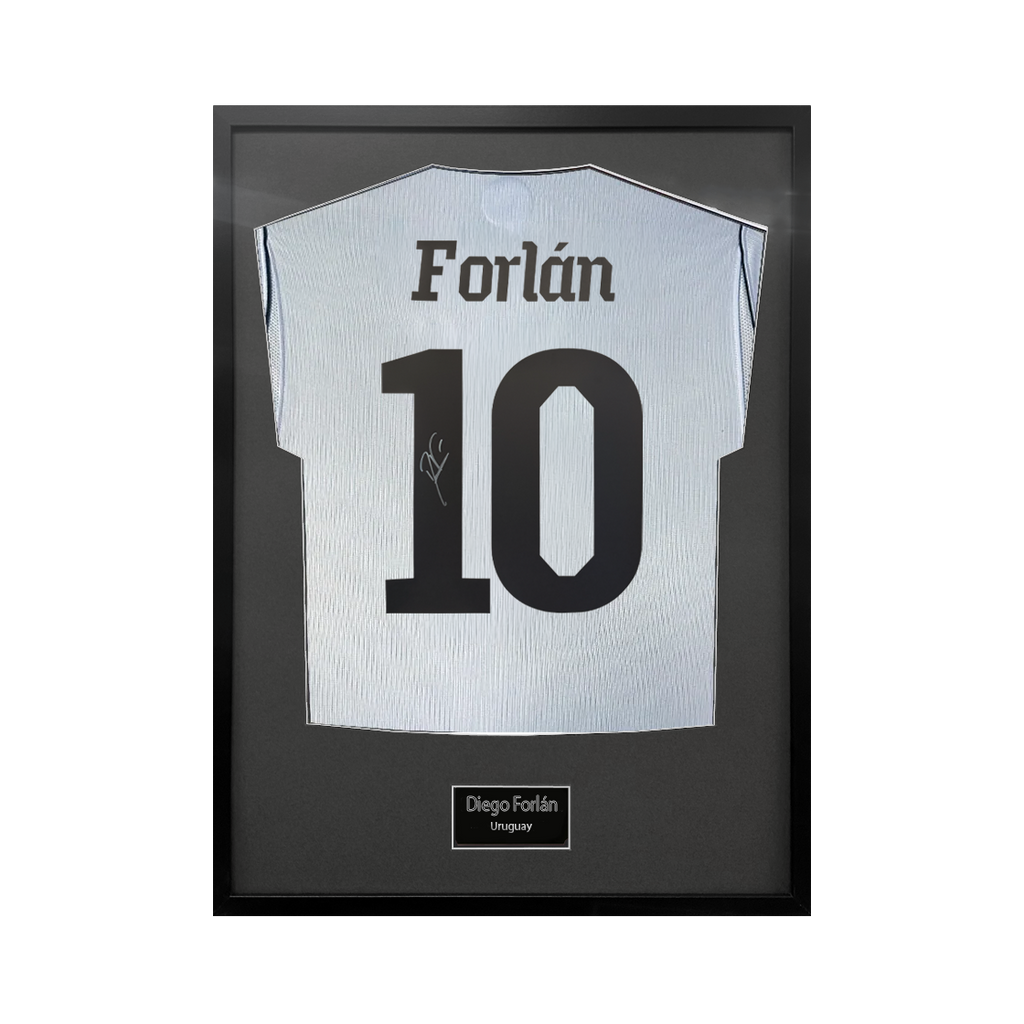 Diego Forlan Signed Uruguay Shirt Standard Frame