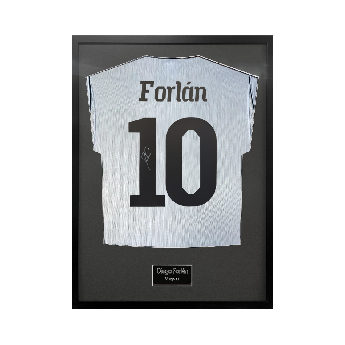Diego Forlan Signed Uruguay Shirt Standard Frame