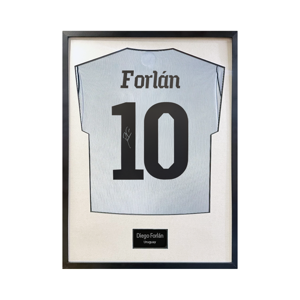 Diego Forlan Signed Uruguay Shirt Standard Frame