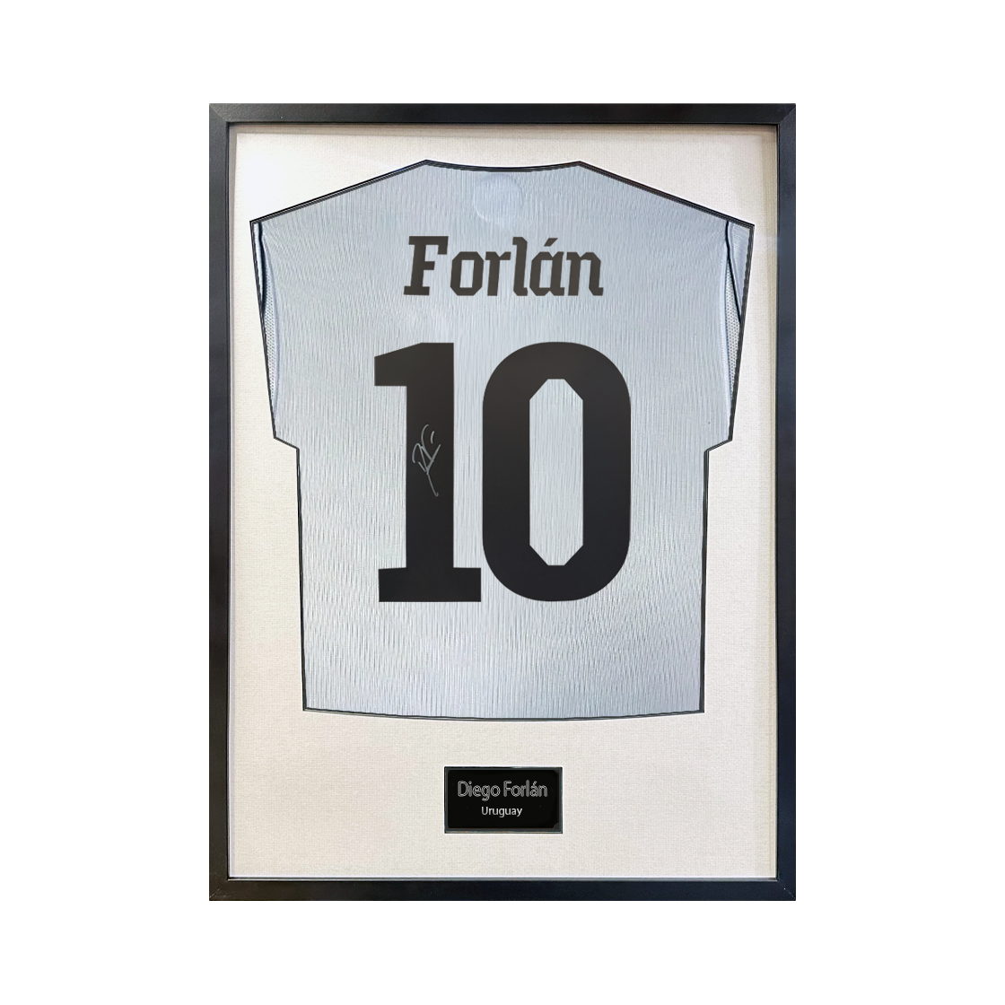Diego Forlan Signed Uruguay Shirt Standard Frame