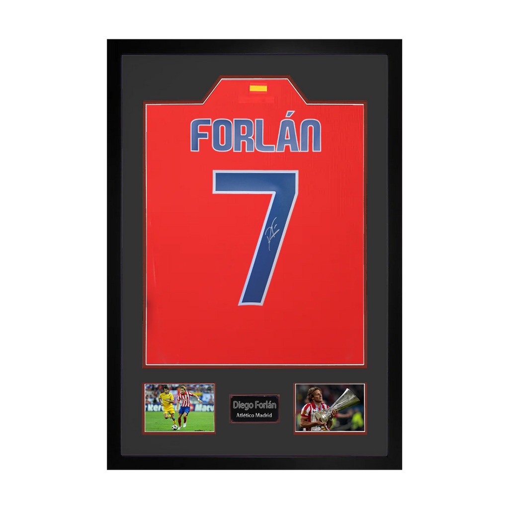 Diego Forlan Signed Atlético Madrid Shirt Premium Frame