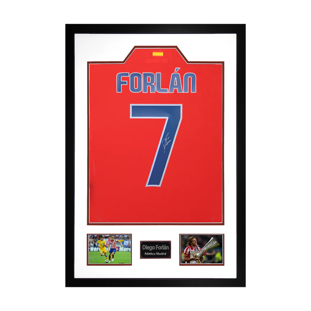 Diego Forlan Signed Atlético Madrid Shirt Premium Frame
