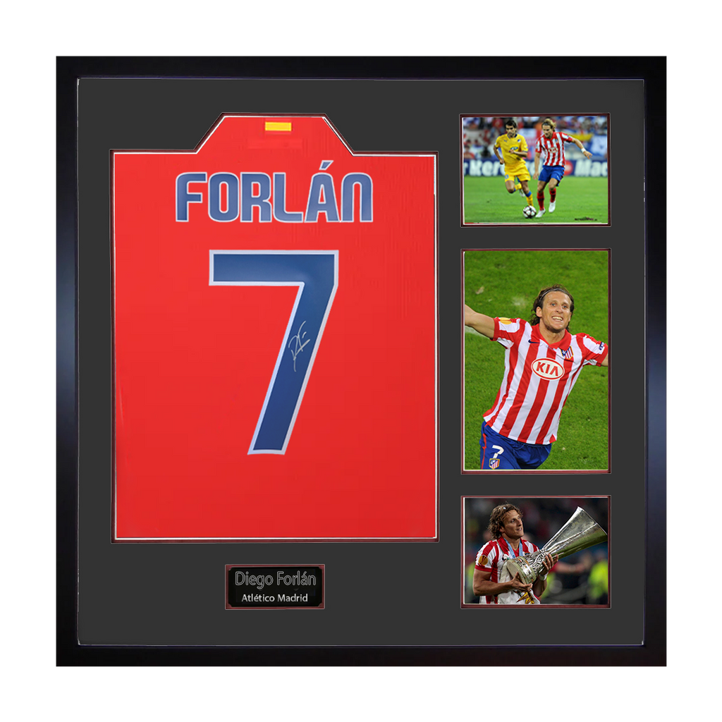 Diego Forlan Signed Atlético Madrid Shirt Elite Frame