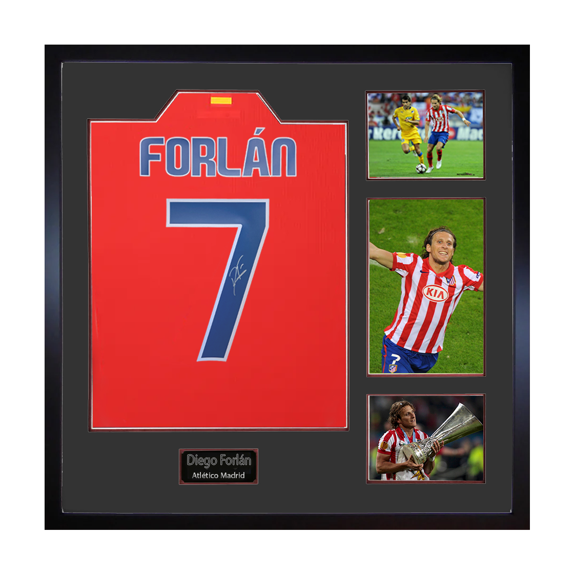 Diego Forlan Signed Atlético Madrid Shirt Elite Frame