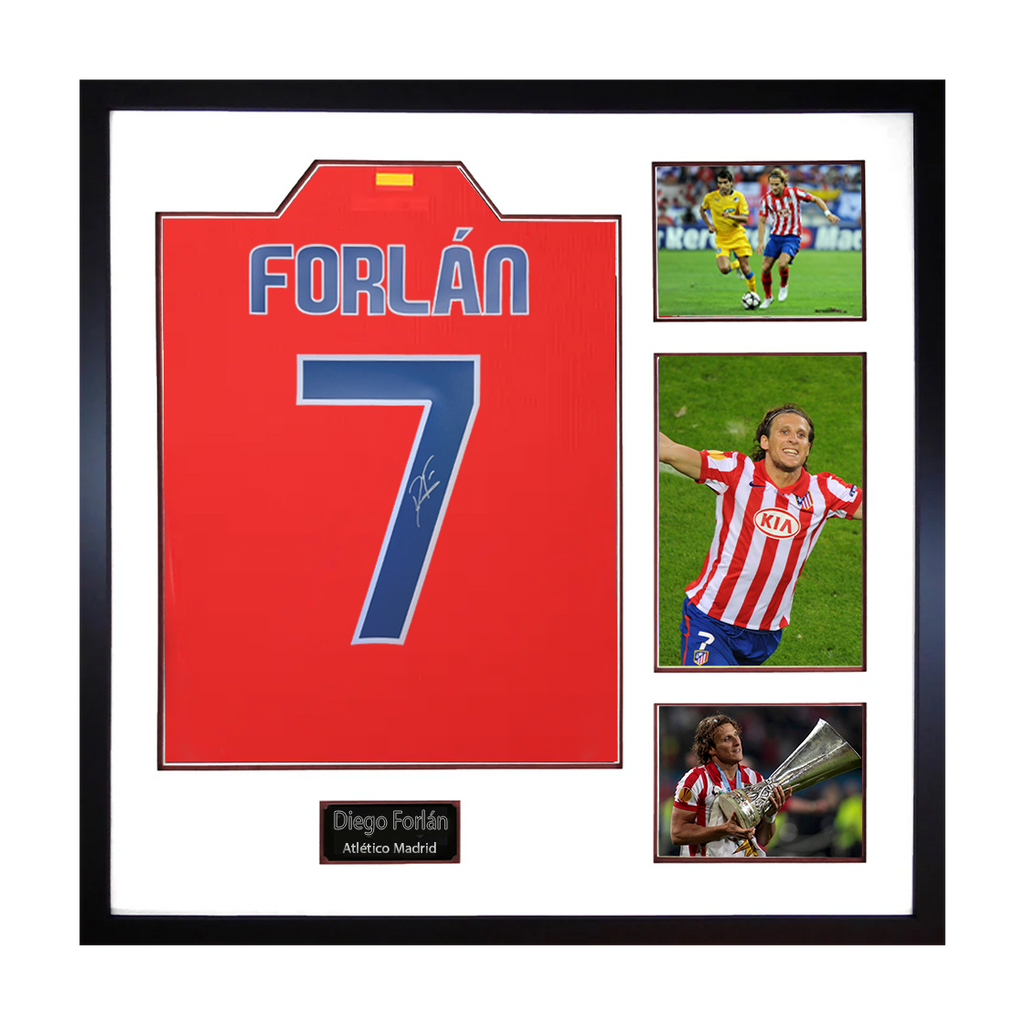 Diego Forlan Signed Atlético Madrid Shirt Elite Frame