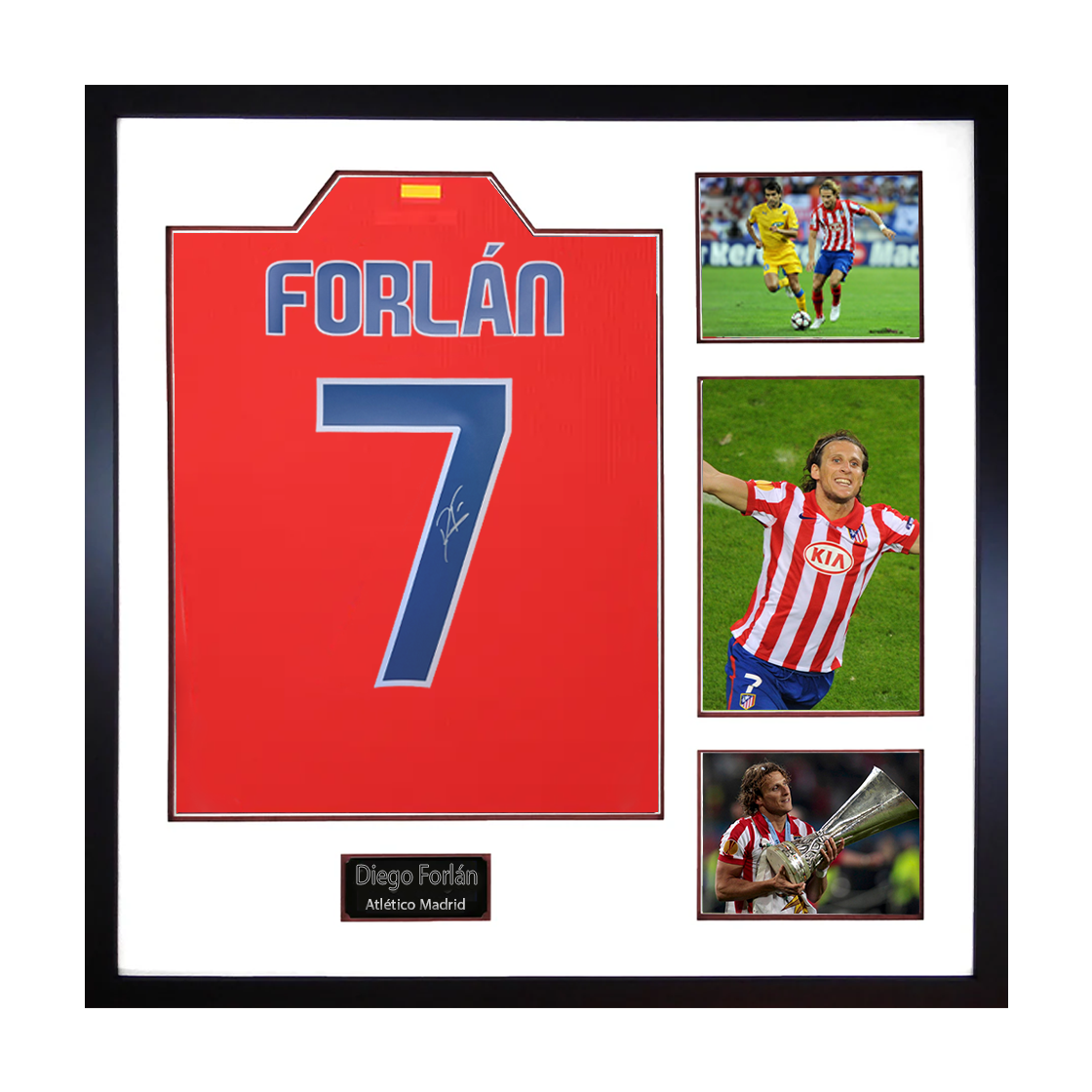 Diego Forlan Signed Atlético Madrid Shirt Elite Frame