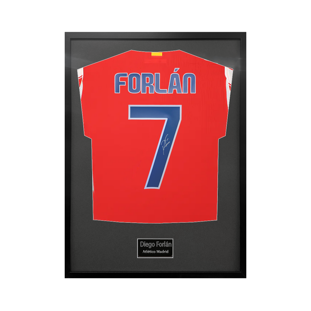 Diego Forlan Signed Atlético Madrid Shirt Standard Frame