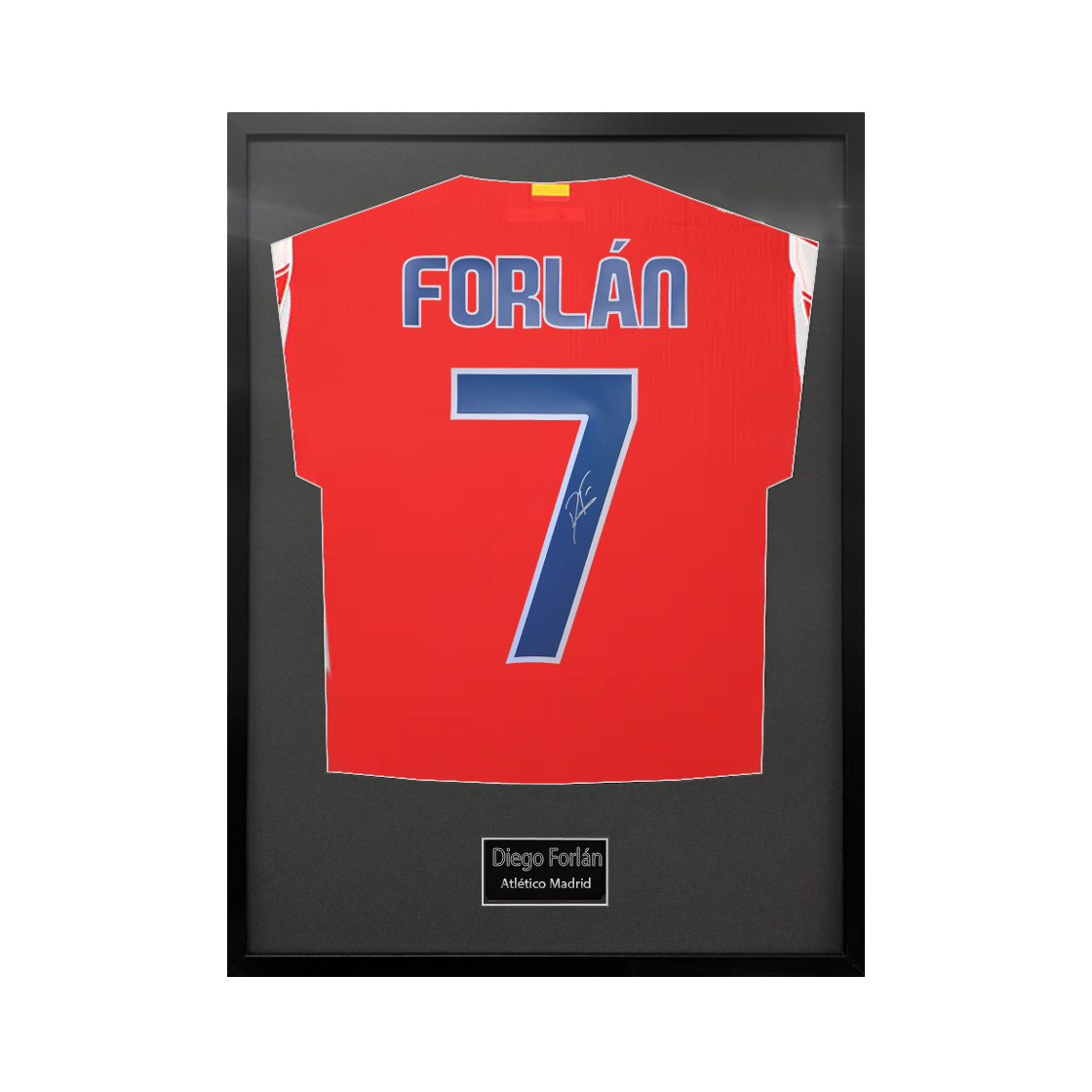 Diego Forlan Signed Atlético Madrid Shirt Standard Frame